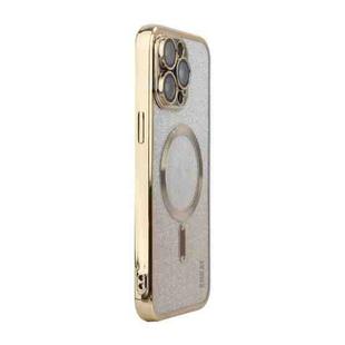 For iPhone 14 Pro Max ENKAY Hat-Prince Magnetic Glitter Plated Shockproof Phone Case with Lens Film(Golden)