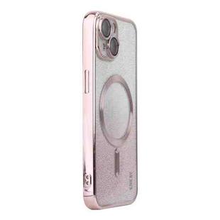 For iPhone 14 Plus ENKAY Hat-Prince Magnetic Glitter Plated Shockproof Phone Case with Lens Film(Pink)