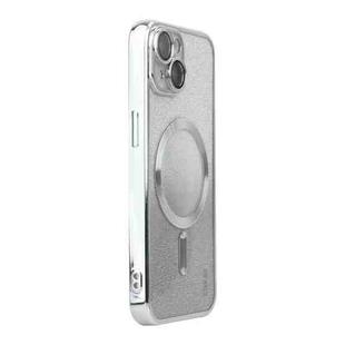 For iPhone 14 Plus ENKAY Hat-Prince Magnetic Glitter Plated Shockproof Phone Case with Lens Film(Silver)