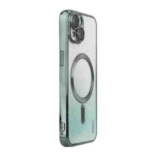 For iPhone 15 Plus ENKAY Hat-Prince Magnetic Glitter Plated Shockproof Phone Case with Lens Film(Green)