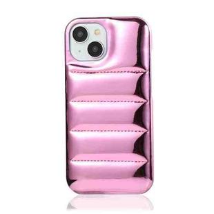 For iPhone 15 Laser Aurora Down Jacket All-inclusive Phone Case(Pink)