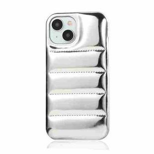 For iPhone 15 Plus Laser Aurora Down Jacket All-inclusive Phone Case(Silver)