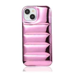 For iPhone 15 Plus Laser Aurora Down Jacket All-inclusive Phone Case(Pink)