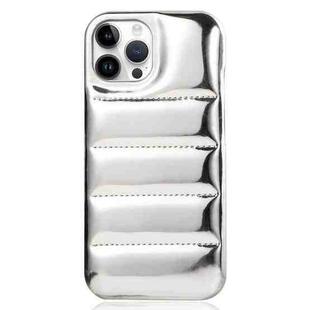 For iPhone 14 Pro Laser Aurora Down Jacket All-inclusive Phone Case(Silver)