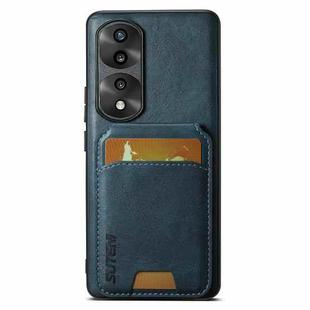 For Honor 70 Pro Suteni H02 Leather Wallet Stand Back Phone Case(Blue)