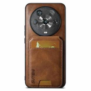 For Honor Magic4 Suteni H02 Leather Wallet Stand Back Phone Case(Brown)