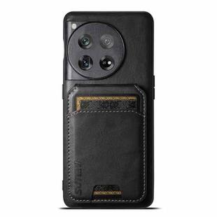 For OnePlus 12 Suteni H02 Leather Wallet Stand Back Phone Case(Black)