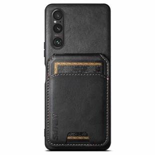 For Sony Xperia 1 V Suteni H02 Leather Wallet Stand Back Phone Case(Black)