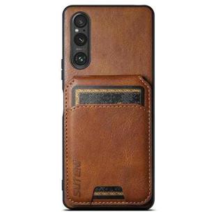 For Sony Xperia 1 V Suteni H02 Leather Wallet Stand Back Phone Case(Brown)