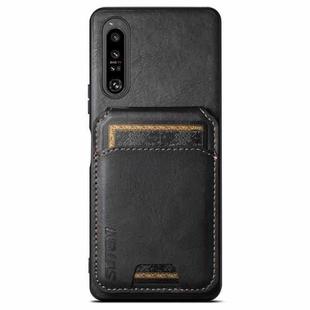 For Sony Xperia 1 IV Suteni H02 Leather Wallet Stand Back Phone Case(Black)
