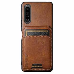 For Sony Xperia 1 IV Suteni H02 Leather Wallet Stand Back Phone Case(Brown)