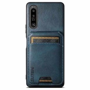 For Sony Xperia 1 IV Suteni H02 Leather Wallet Stand Back Phone Case(Blue)