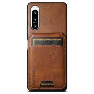 For Sony Xperia 5 IV Suteni H02 Leather Wallet Stand Back Phone Case(Brown)