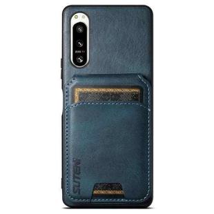 For Sony Xperia 5 IV Suteni H02 Leather Wallet Stand Back Phone Case(Blue)