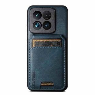 For Xiaomi 14 Pro Suteni H02 Leather Wallet Stand Back Phone Case(Blue)