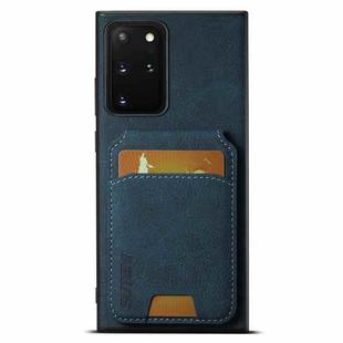For Samsung Galaxy Note20 Suteni H02 Litchi Leather Card Wallet Stand Back Phone Case(Blue)