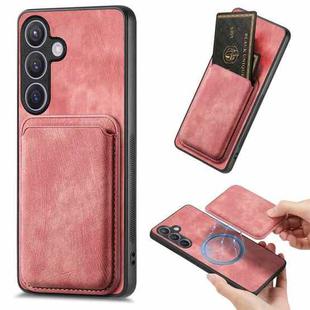 For Samsung Galaxy S24 5G Retro Leather Card Bag Magnetic Phone Case(Pink)