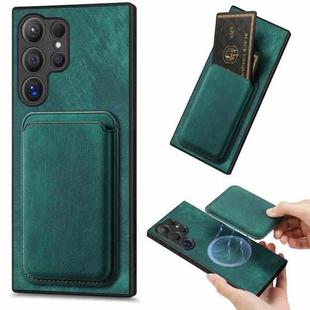 For Samsung Galaxy S24 Ultra 5G Retro Leather Card Bag Magnetic Phone Case(Green)