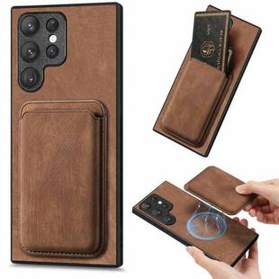 For Samsung Galaxy S23 Ultra 5G Retro Leather Card Bag Magnetic Phone Case(Brown)