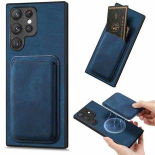 For Samsung Galaxy S23 Ultra 5G Retro Leather Card Bag Magnetic Phone Case(Blue)