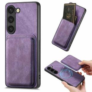 For Samsung Galaxy S23 5G Retro Leather Card Bag Magnetic Phone Case(Purple)
