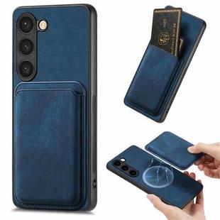For Samsung Galaxy S23 5G Retro Leather Card Bag Magnetic Phone Case(Blue)