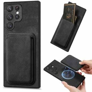 For Samsung Galaxy S22 Ultra 5G Retro Leather Card Bag Magnetic Phone Case(Black)