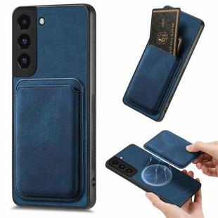 For Samsung Galaxy S22 5G Retro Leather Card Bag Magnetic Phone Case(Blue)