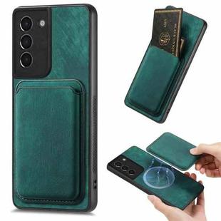 For Samsung Galaxy S21 5G Retro Leather Card Bag Magnetic Phone Case(Green)