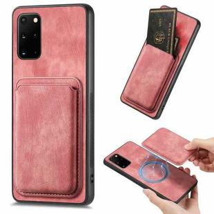 For Samsung Galaxy S20+ Retro Leather Card Bag Magnetic Phone Case(Pink)