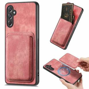 For Samsung Galaxy A15 Retro Leather Card Bag Magnetic Phone Case(Pink)