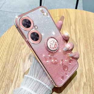 For Tecno Camon 19 Neo Gradient Glitter Immortal Flower Ring All-inclusive Phone Case(Pink)