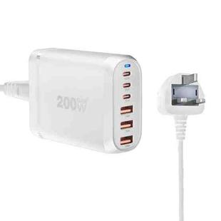 GaN PD100W Type-C x 3 + USB x 3 Multi Port Laptop Adapter, White, Plug Size:UK Plug