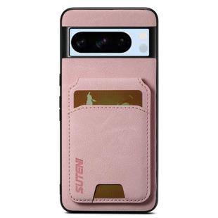 For Google Pixel 8 Pro Suteni H02 Litchi Leather Card Wallet Stand Back Phone Case(Pink)