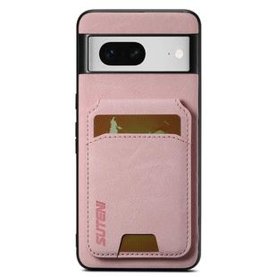 For Google Pixel 7 Suteni H02 Litchi Leather Card Wallet Stand Back Phone Case(Pink)