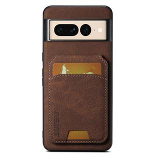 For Google Pixel 7 Pro Suteni H02 Litchi Leather Card Wallet Stand Back Phone Case(Brown)