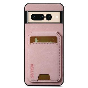For Google Pixel 7 Pro Suteni H02 Litchi Leather Card Wallet Stand Back Phone Case(Pink)