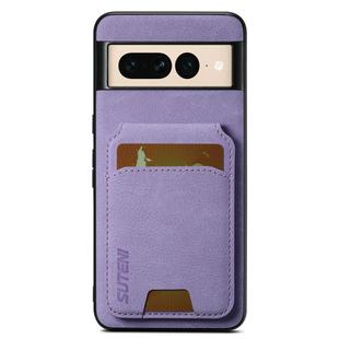For Google Pixel 7 Pro Suteni H02 Litchi Leather Card Wallet Stand Back Phone Case(Purple)