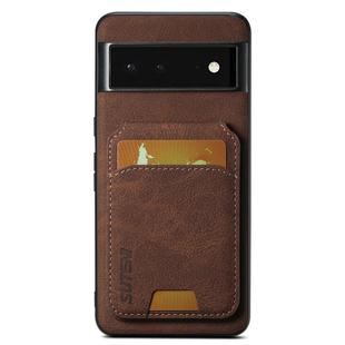 For Google Pixel 6 Suteni H02 Litchi Leather Card Wallet Stand Back Phone Case(Brown)