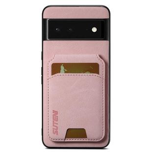 For Google Pixel 6 Suteni H02 Litchi Leather Card Wallet Stand Back Phone Case(Pink)