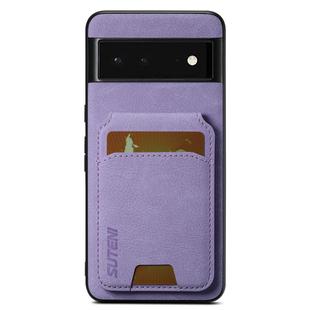 For Google Pixel 6 Suteni H02 Litchi Leather Card Wallet Stand Back Phone Case(Purple)