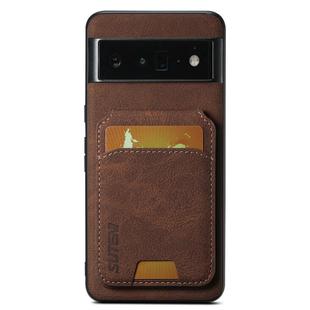 For Google Pixel 6 Pro Suteni H02 Litchi Leather Card Wallet Stand Back Phone Case(Brown)