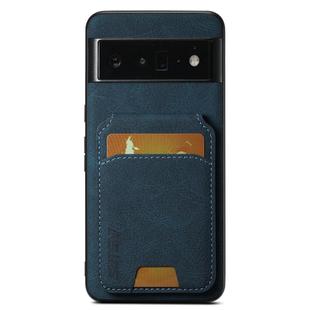 For Google Pixel 6 Pro Suteni H02 Litchi Leather Card Wallet Stand Back Phone Case(Blue)