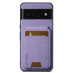 For Google Pixel 6 Pro Suteni H02 Litchi Leather Card Wallet Stand Back Phone Case(Purple)