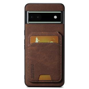 For Google Pixel 6a Suteni H02 Litchi Leather Card Wallet Stand Back Phone Case(Brown)