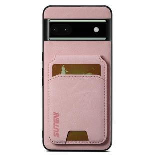 For Google Pixel 6a Suteni H02 Litchi Leather Card Wallet Stand Back Phone Case(Pink)