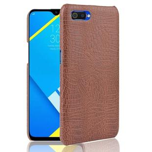 Shockproof Crocodile Texture PC + PU Case for OPPO Realme C2(Brown)