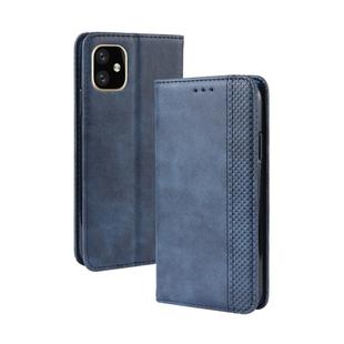 For iPhone 11 Pro Magnetic Buckle Retro Crazy Horse Texture Horizontal Flip Leather Case for Apple iPhone 11 Pro 5.8, with Holder & Card Slots & Photo Frame(Blue)