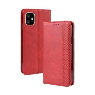 For iPhone 11 Magnetic Buckle Retro Crazy Horse Texture Horizontal Flip Leather Case for Apple iPhone 11 6.1 inch, with Holder & Card Slots & Photo Frame(Red)