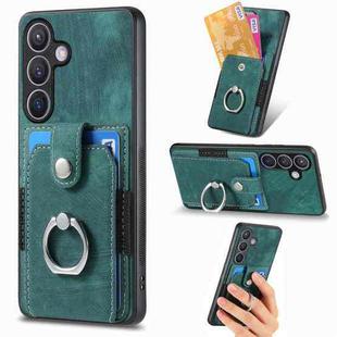 For Samsung Galaxy S24 5G Retro Skin-feel Ring Card Wallet Phone Case(Green)